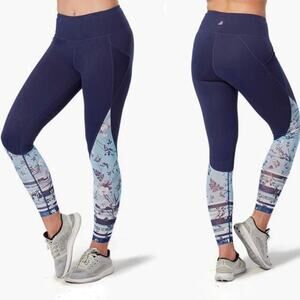 Free2B leggings blue with mesh floral pattern